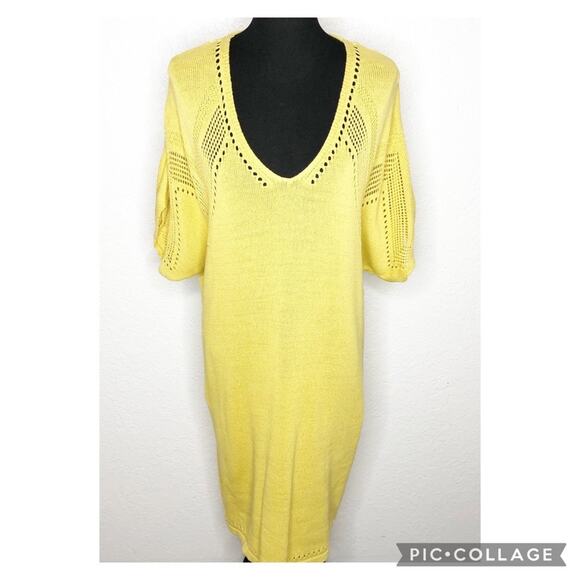 Hatch Alison gold yellow mixed knit midi sweater dress size 1 or Small - Picture 2 of 16